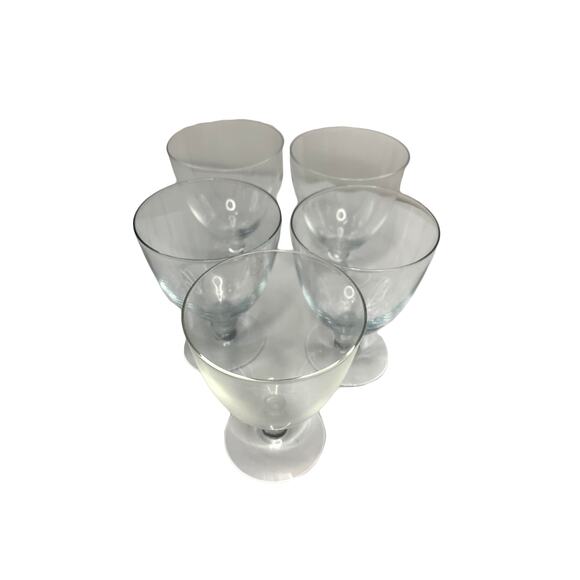 Set of 5 Clear Crystal Glasses Unknown Design - Picture 2 of 5